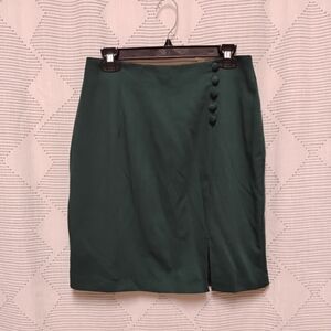 Vintage Lasting Impressions Green Skirt Lined Button Details Women's Size 10